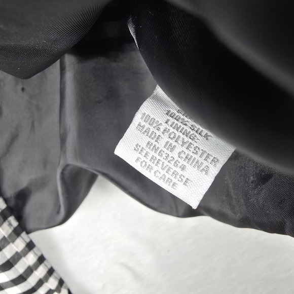 Dressbarn‎ Woman Silk Gingham Plaid Black White Single Button Jacket Size 2X - Picture 6 of 8